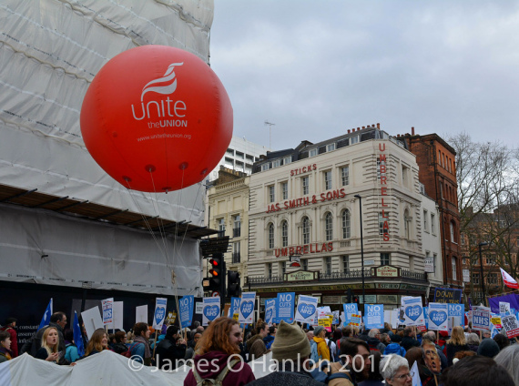 Unite balloon at a protesty