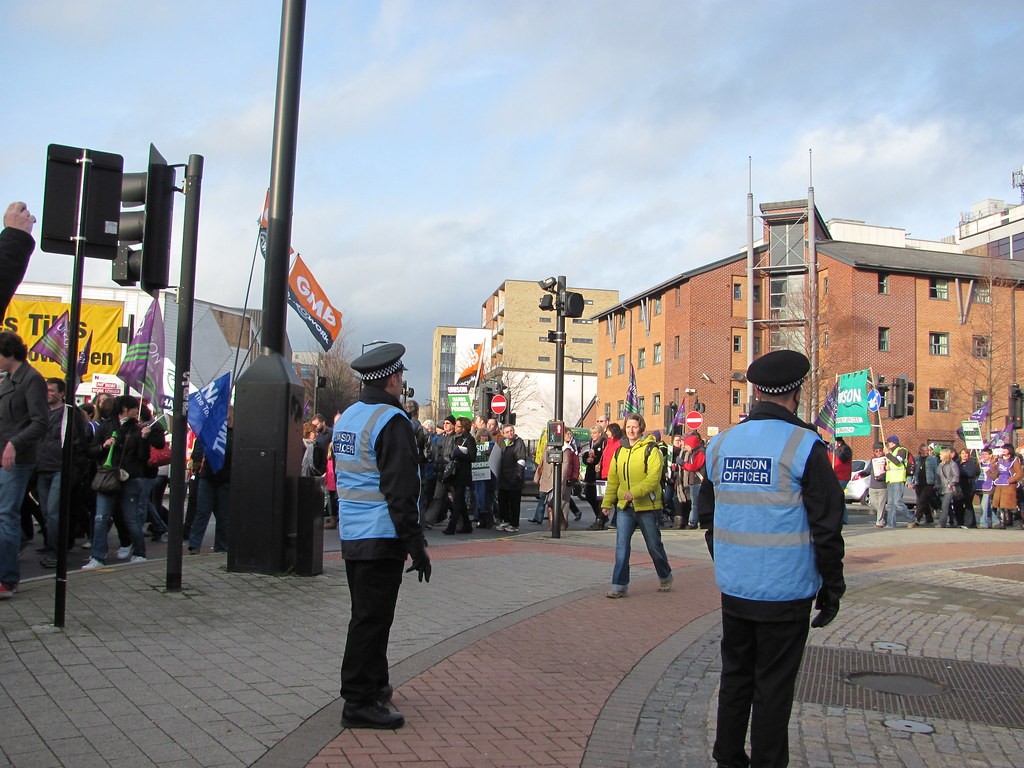 Police liaison officers at a trade union march