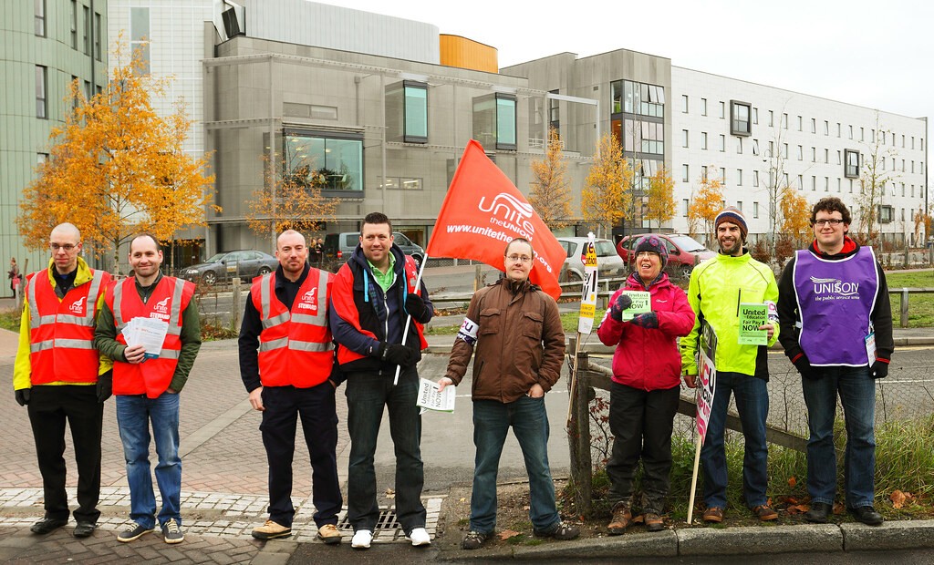 Unite and UNISON members on a picket line