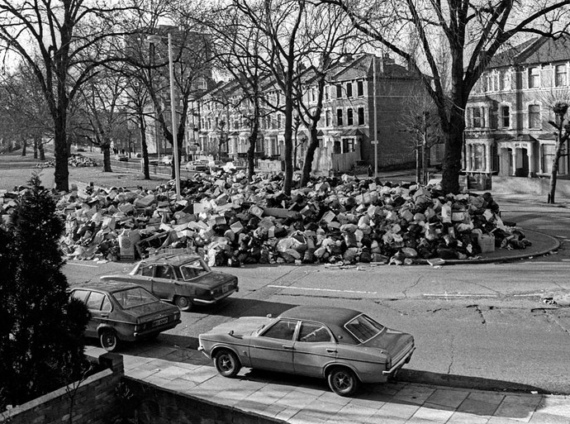 Stoke Newington Common in the Binmen's strike 1979 during the Winter of Discontent