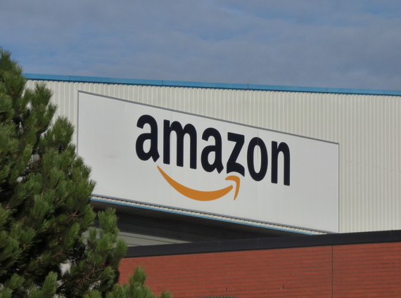 The Amazon logo on a billboard