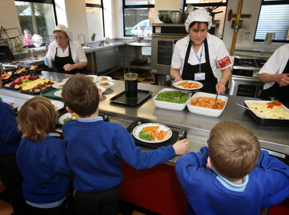 School children are served a meal