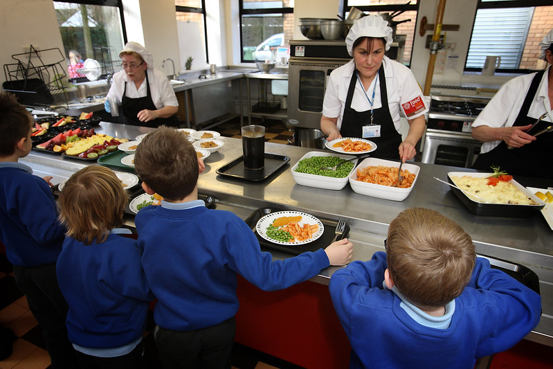 School children are served a meal