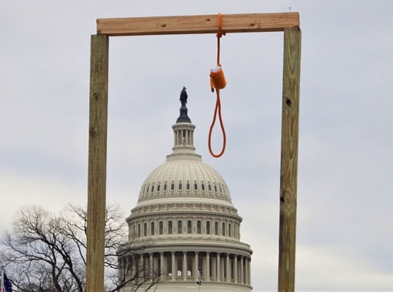 A noose in front of the capitol during the crowd gathering around the capitol on Jan 6th 2021