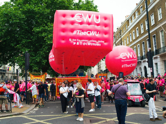 CWU balloons at a protest