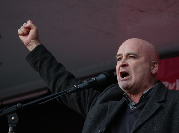 Mick Lynch speaksing at a rally