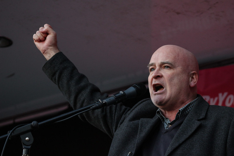 Mick Lynch speaksing at a rally